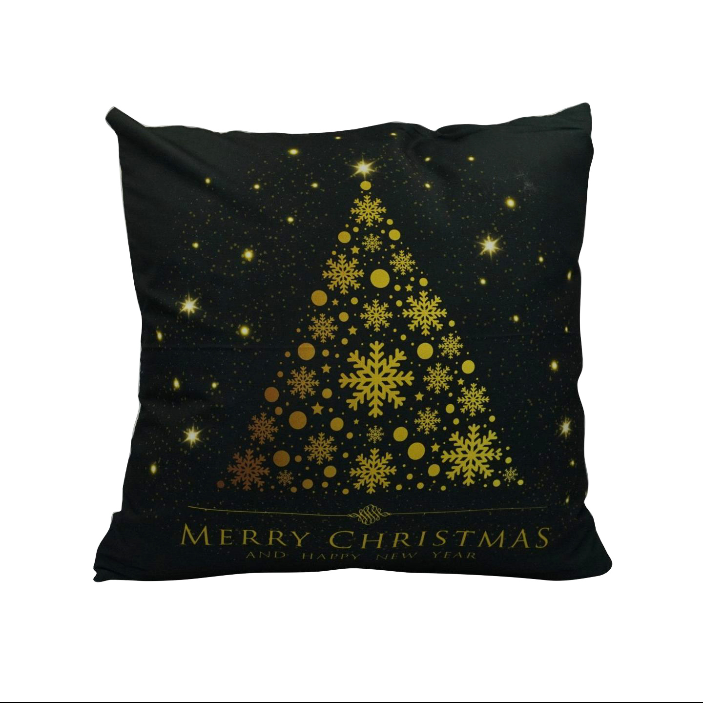 Karácsonyfa mintás karácsonyi párnahuzat - 45x45 - fekete-arany
