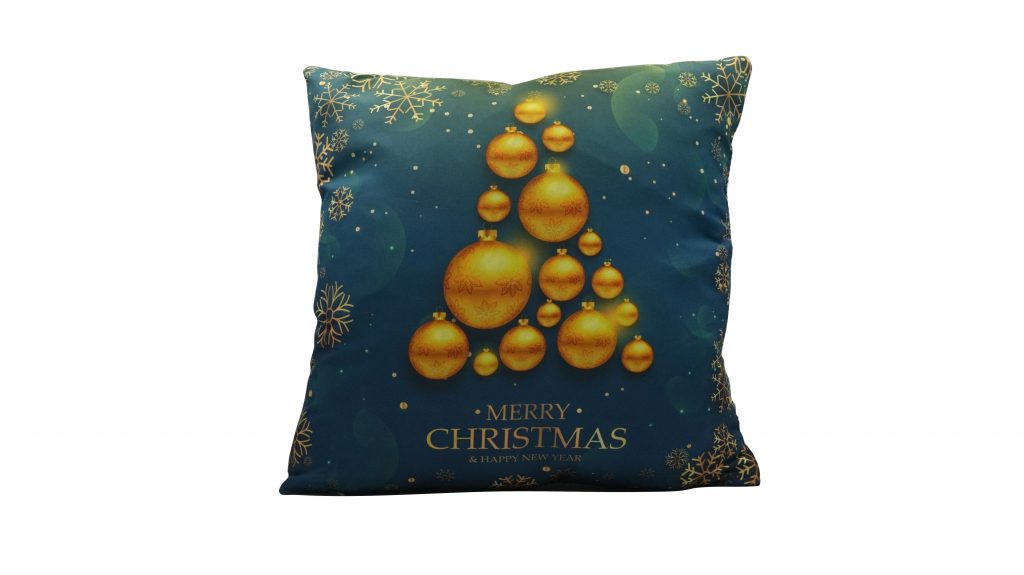 Karácsonyfa mintás karácsonyi párnahuzat - 45x45 - kék-arany
