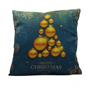 Karácsonyfa mintás karácsonyi párnahuzat – 45×45 – kék-arany
