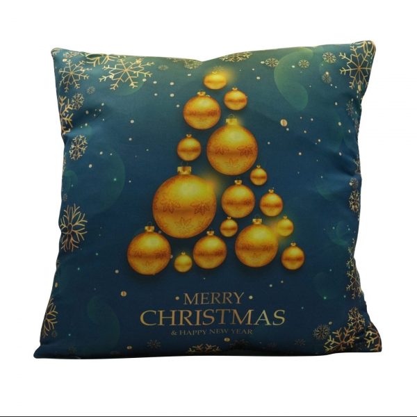 Karácsonyfa mintás karácsonyi párnahuzat – 45×45 – kék-arany