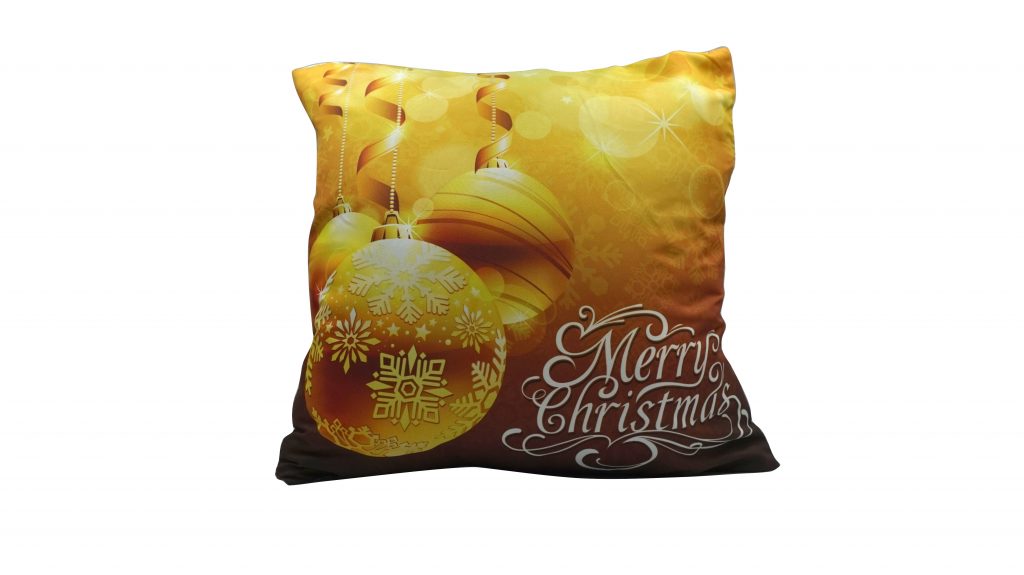 "Merry Christmas" gömbökkel karácsonyi díszpárna - 45x45 - arany