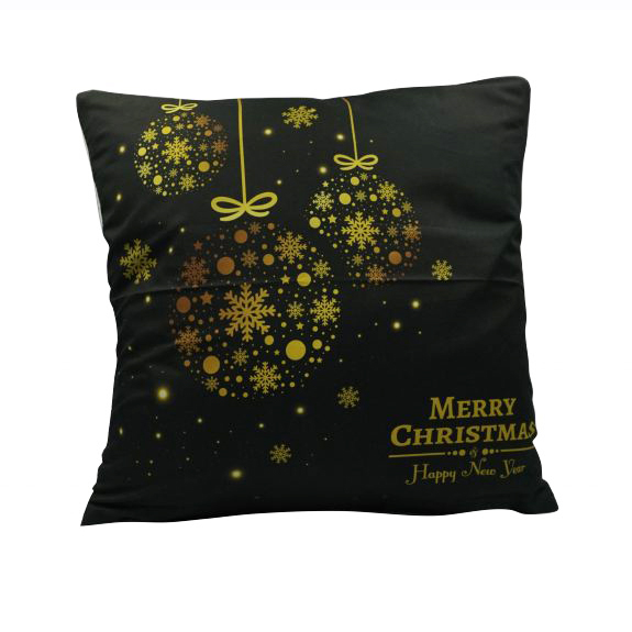 Karácsonyfa gömb mintás karácsonyi párnahuzat - 45x45 - fekete-arany