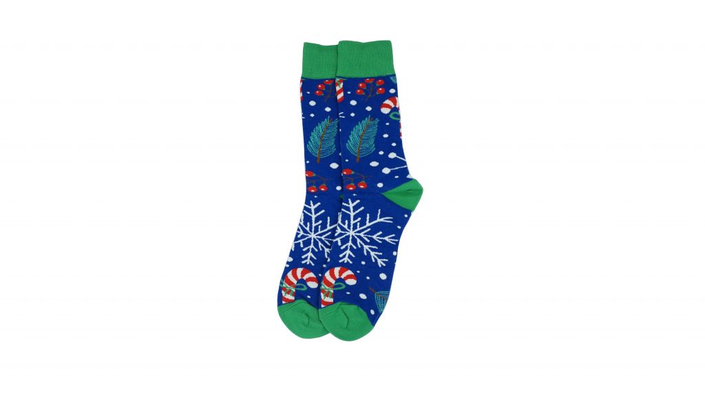 Karácsonyi mintás zokni - Kék-zöld