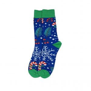 Karácsonyi mintás zokni - Kék-zöld