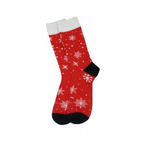 Karácsonyi mintás zokni - Piros-Hópelyhes