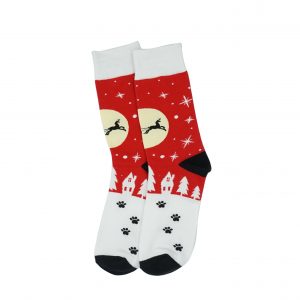 Karácsonyi mintás zokni - Piros-Mikulásos