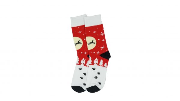 Karácsonyi mintás zokni - Piros-Mikulásos