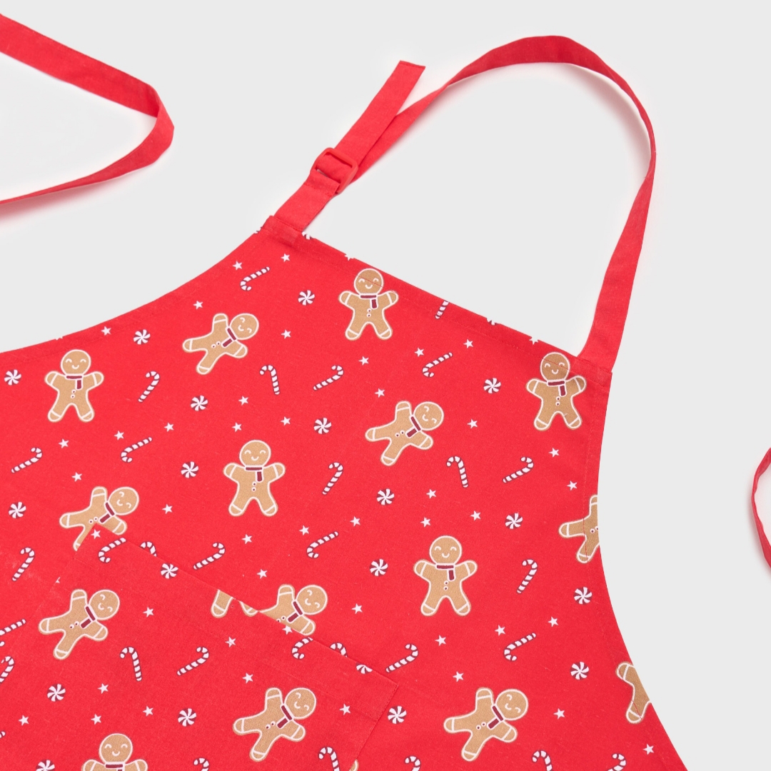 Karácsonyi Mézeskalácsfigurás Kötény – Piros