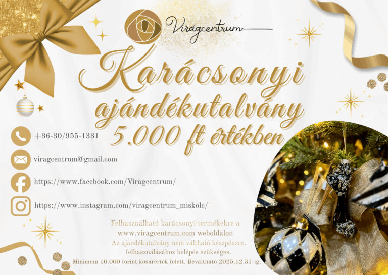 Virágcentrum - 5 db 5000 Ft értékű ajándékutalvány
