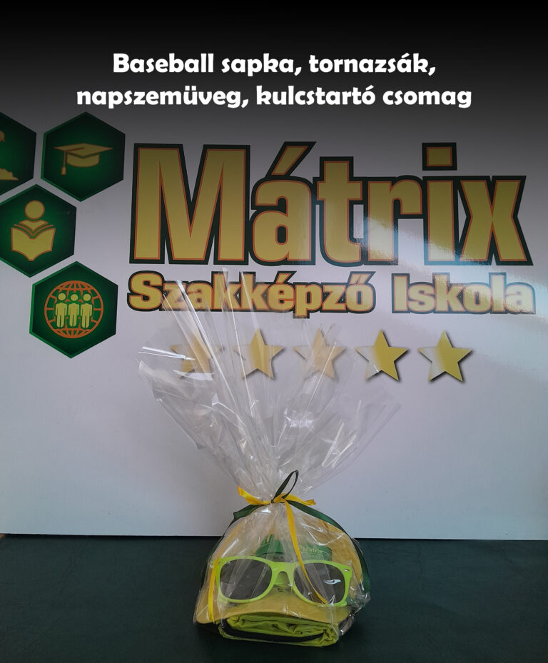 Mátrix Oktatási Központ – Baseball sapka, tornazsák, napszemüveg és kulcstartó csomag